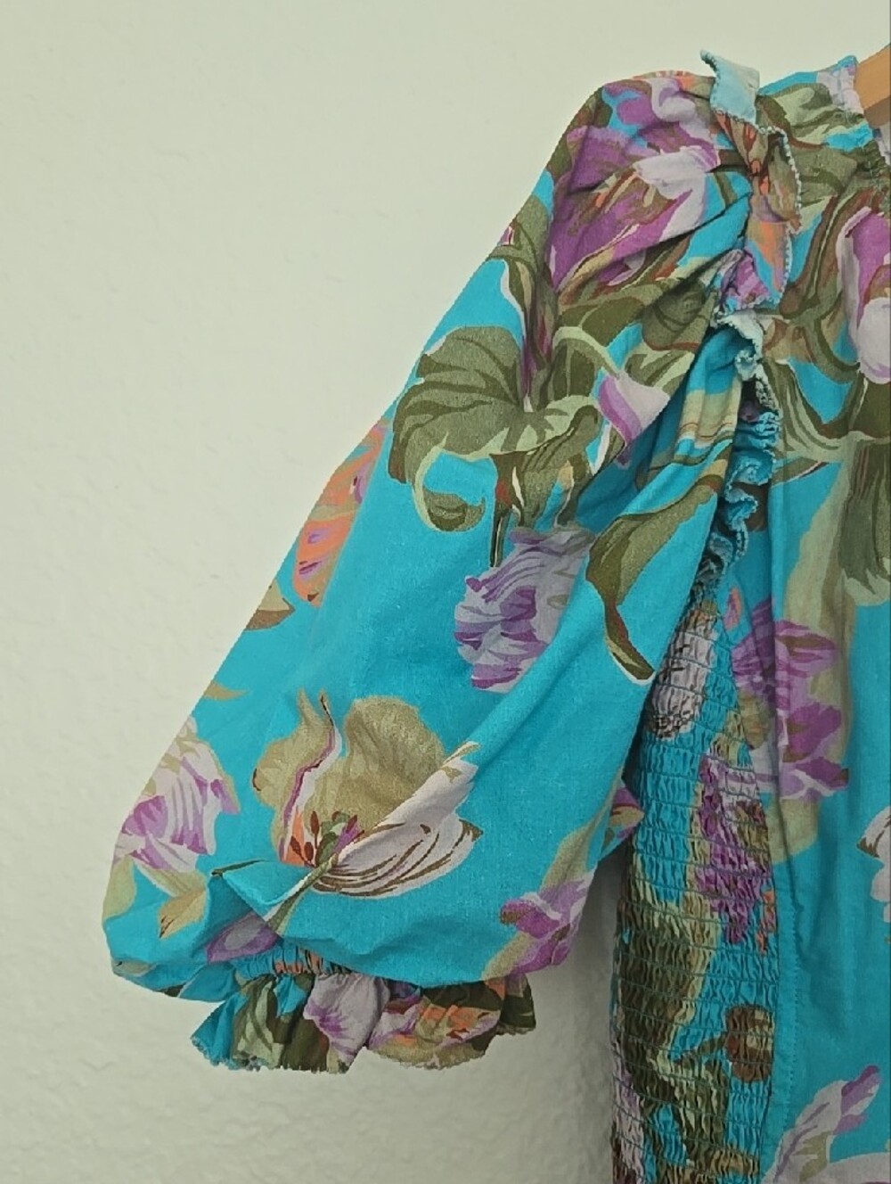 Antropologie LOVE THE LABEL Floral Puff-Sleeve colorful Summer Top - Picture 6 of 12